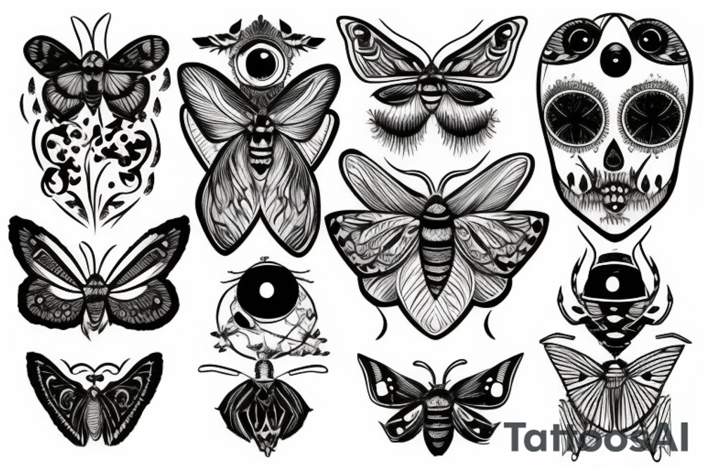 moth eyes goth tattoo idea