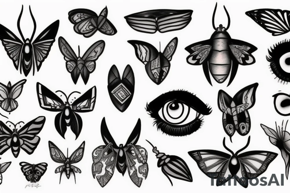 moth eyes goth tattoo idea