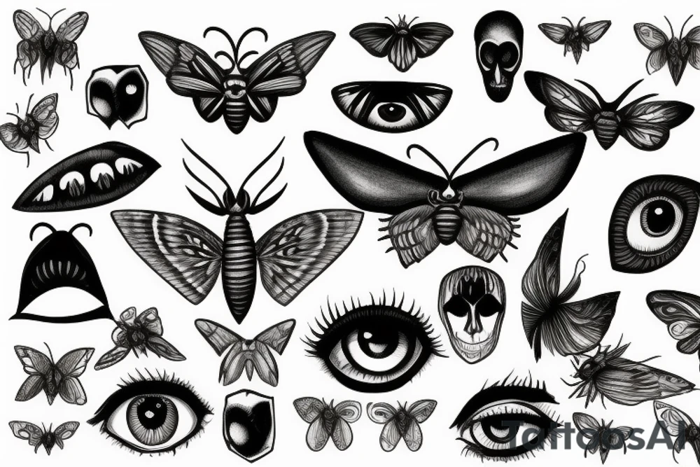 moth eyes goth tattoo idea