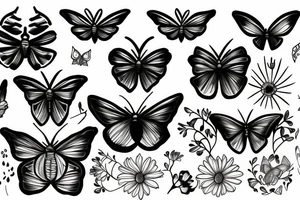 moth and flowers tattoo idea