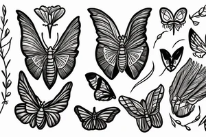 moth and flowers tattoo idea