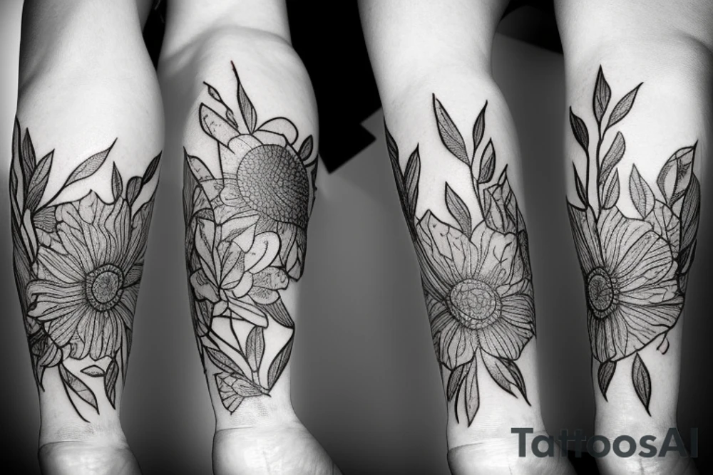 moth and flowers tattoo idea