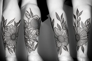 moth and flowers tattoo idea