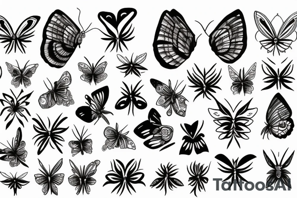 moth and flowers tattoo idea