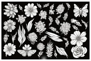 moth and flowers tattoo idea