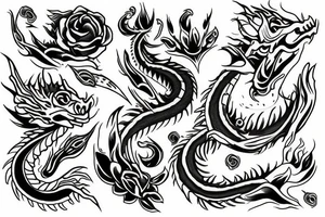 dragon snap flowers tattoo idea