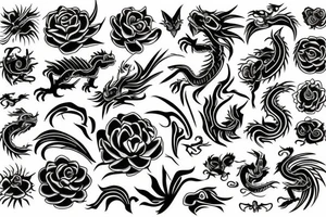 dragon snap flowers tattoo idea