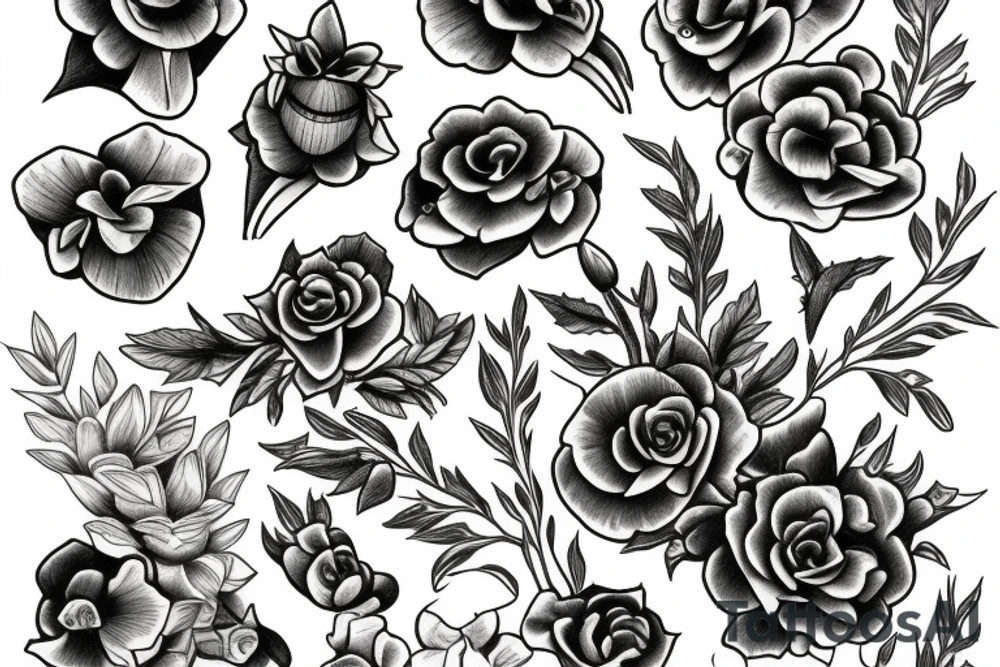 snapdragon flowers tattoo idea