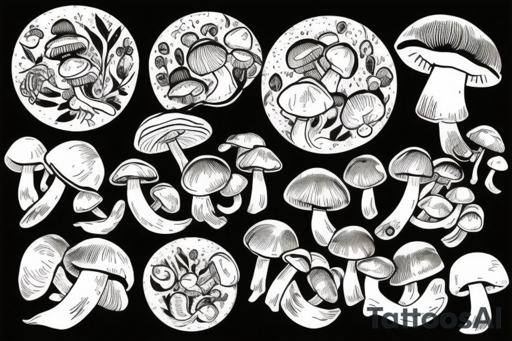 mushrooms in a circle tattoo idea