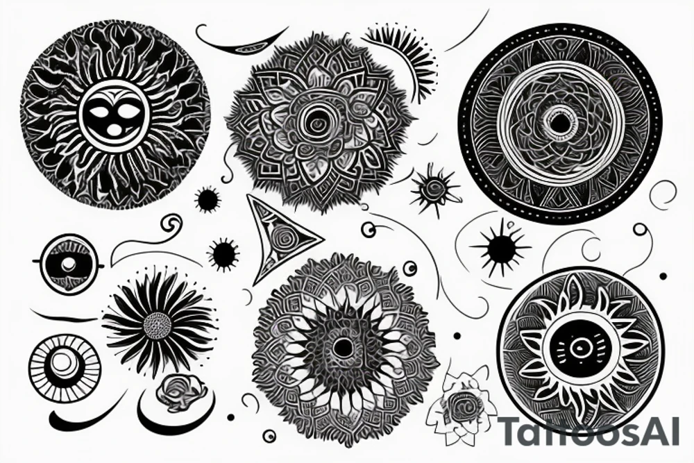 Sun and moon mandala tattoo idea