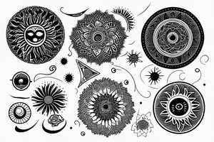 Sun and moon mandala tattoo idea