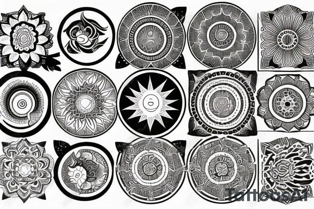 Sun and moon mandala tattoo idea