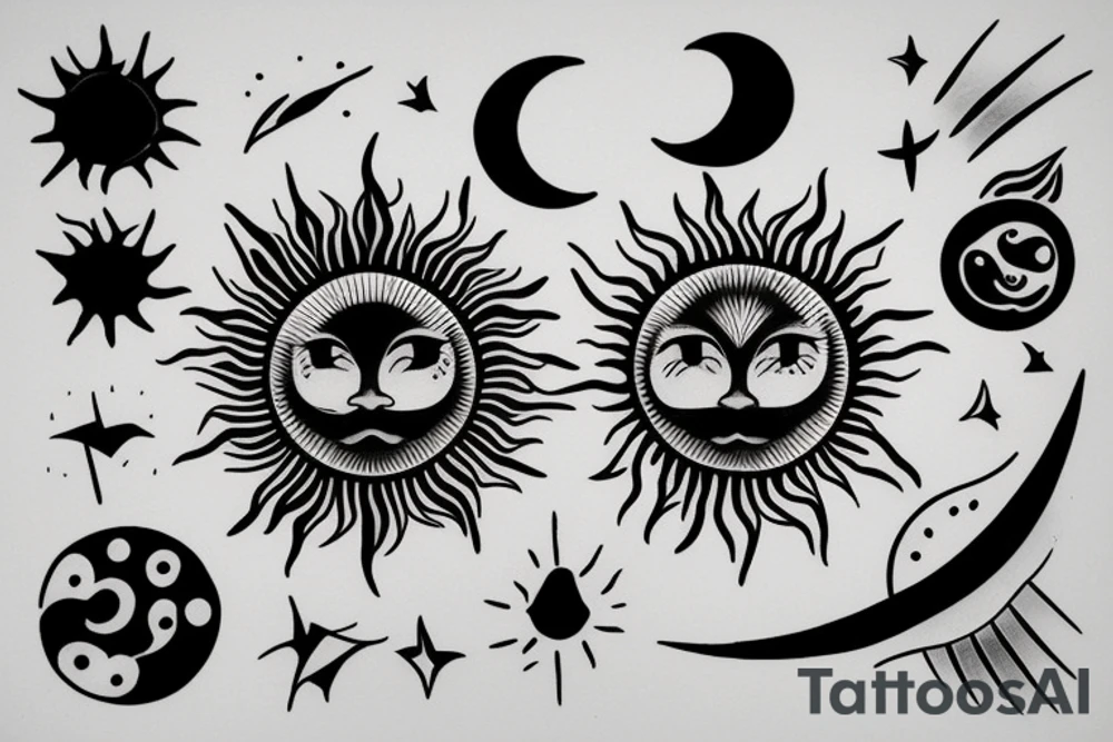 Sun and moon tattoo idea