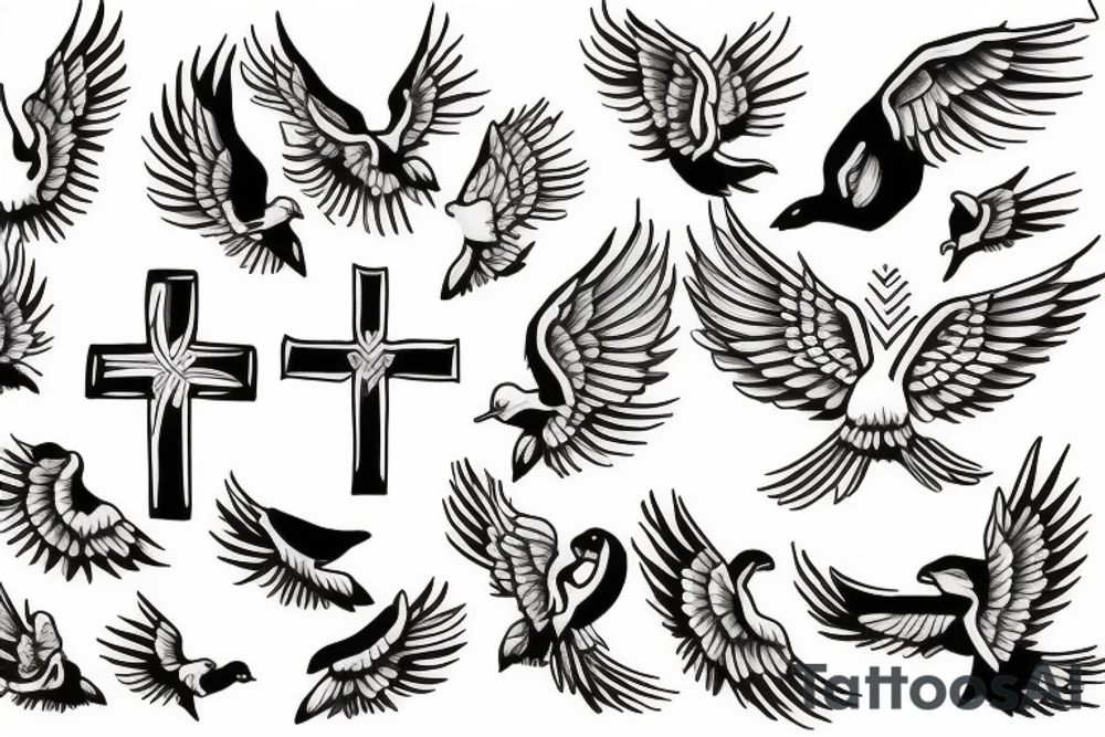 Cross and dove tattoo idea