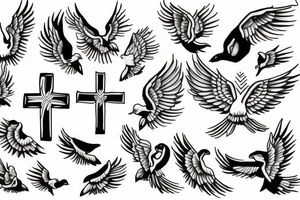 Cross and dove tattoo idea