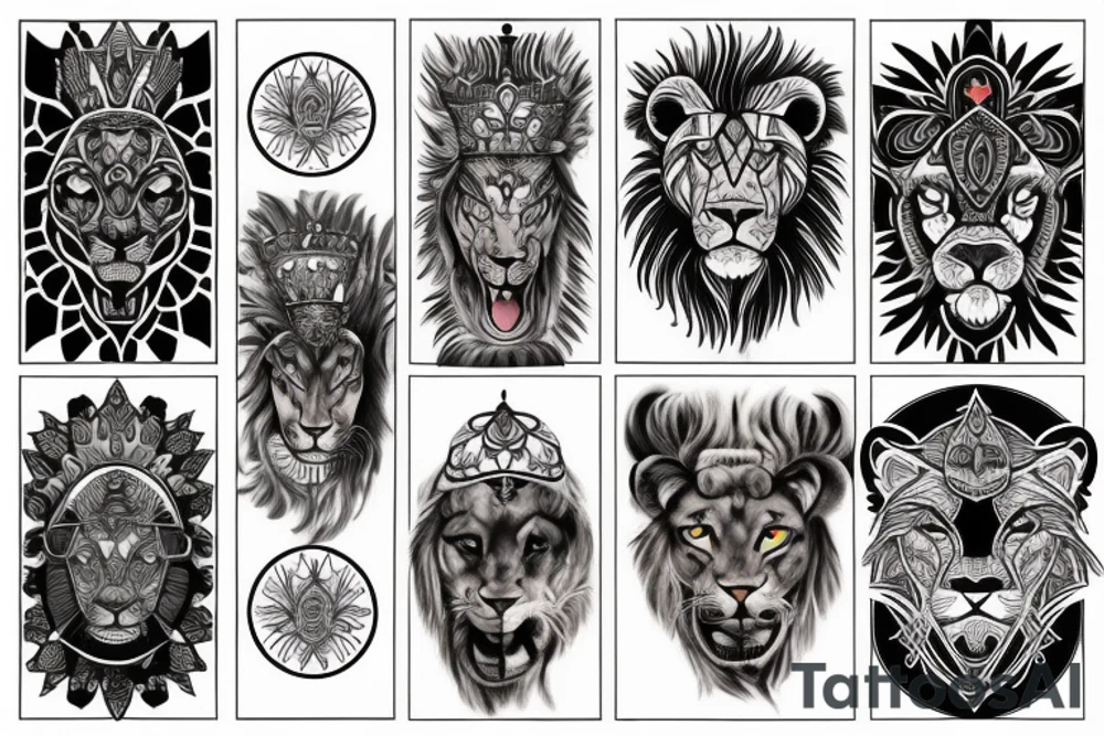 Design a tattoo for placement on the shoulder, which creatively incorporates the concept of the third eye, the sport of basketball, and a majestic lion. tattoo idea