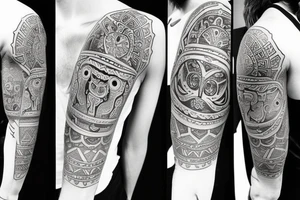 Design a tattoo for placement on the shoulder, which creatively incorporates the hamsa hand ,  basketball, and a lion. tattoo idea