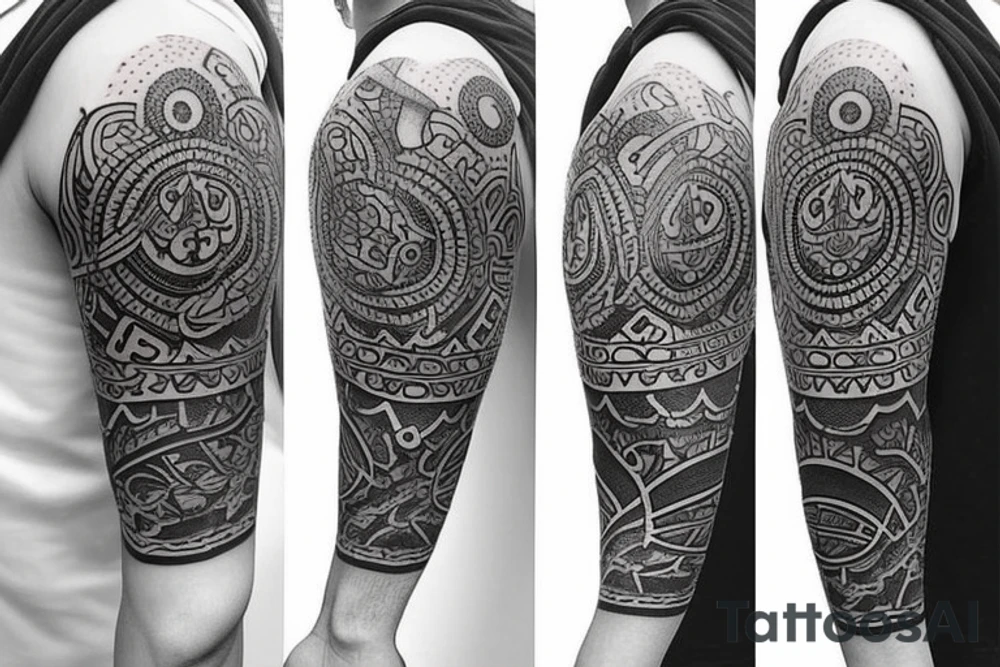 Design a tattoo for placement on the shoulder, which creatively incorporates the hamsa hand ,  basketball, and a lion. tattoo idea