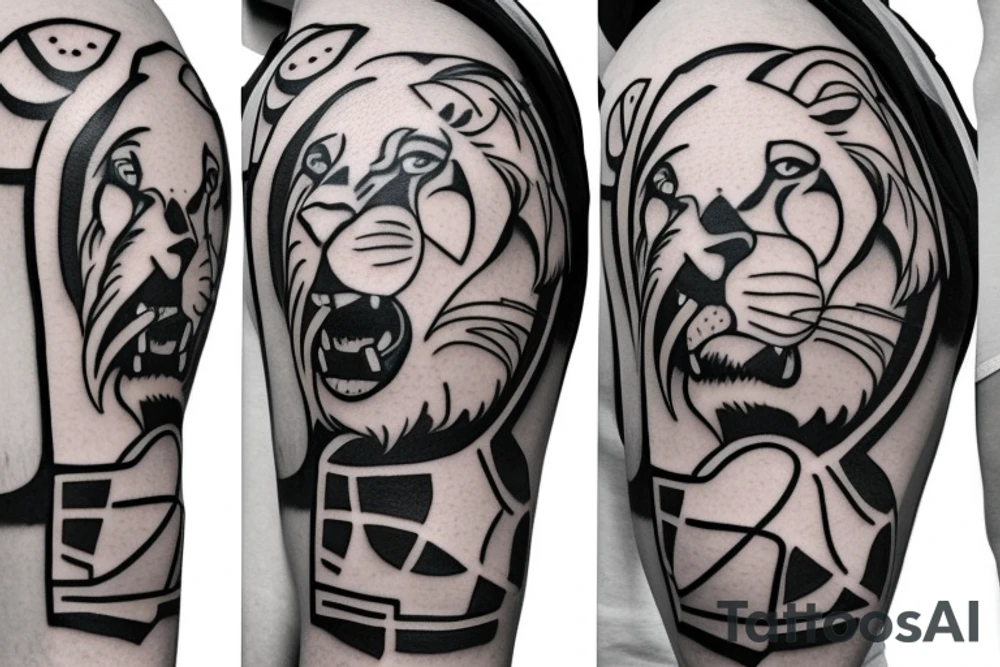 Lion playing basketball. Placement is shoulder tattoo idea Lion playing basketball. Placement is shoulder tattoo idea