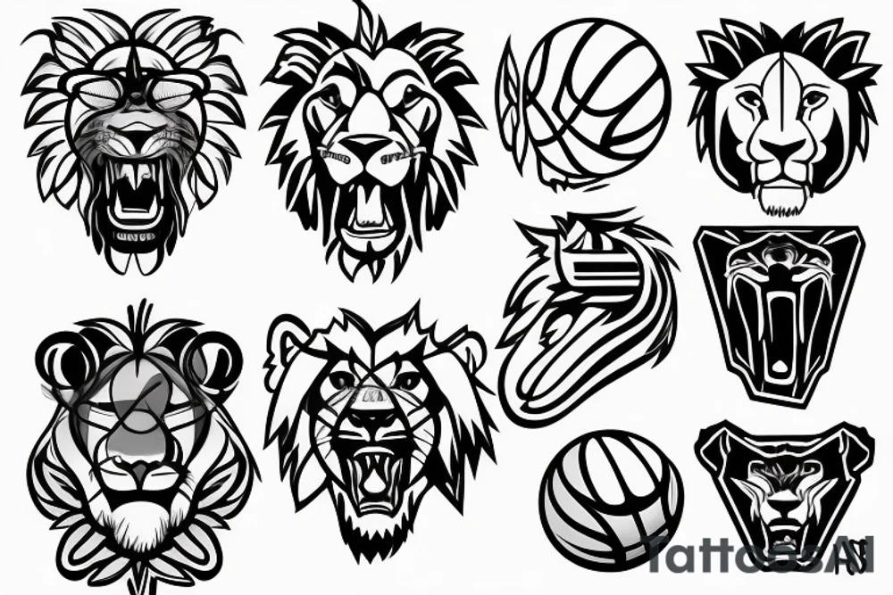 lion wearing a basketball jersey tattoo idea