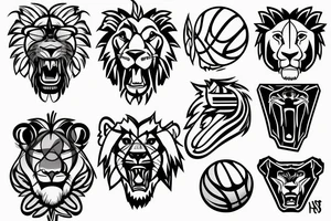 lion wearing a basketball jersey tattoo idea