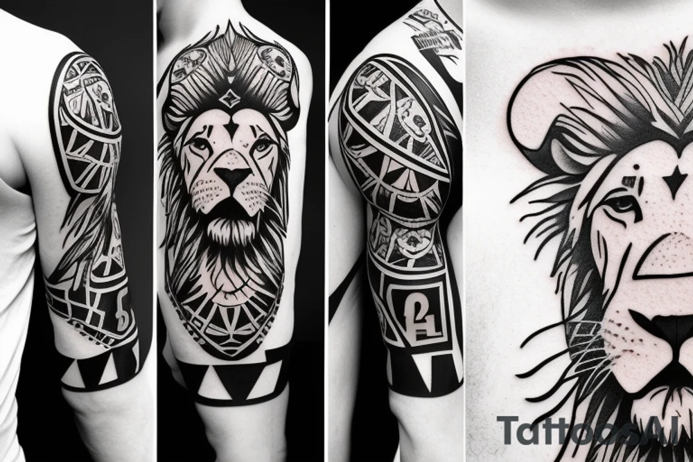 lion wearing a basketball jersey tattoo idea