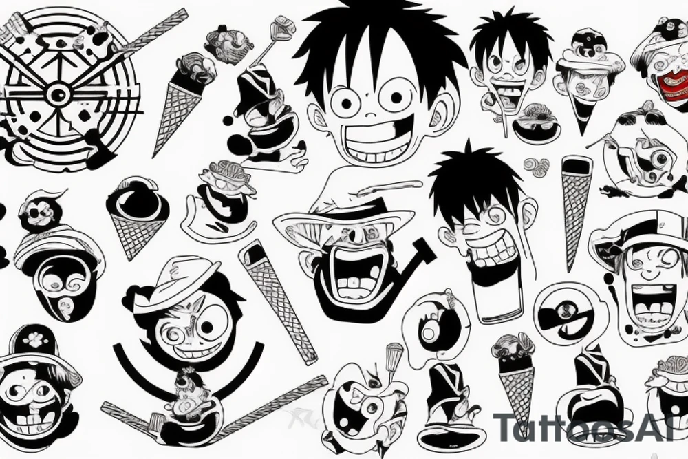 monkey d. Luffy eating icecream tattoo idea