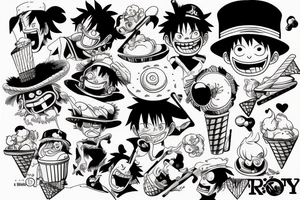 monkey d. Luffy eating icecream tattoo idea