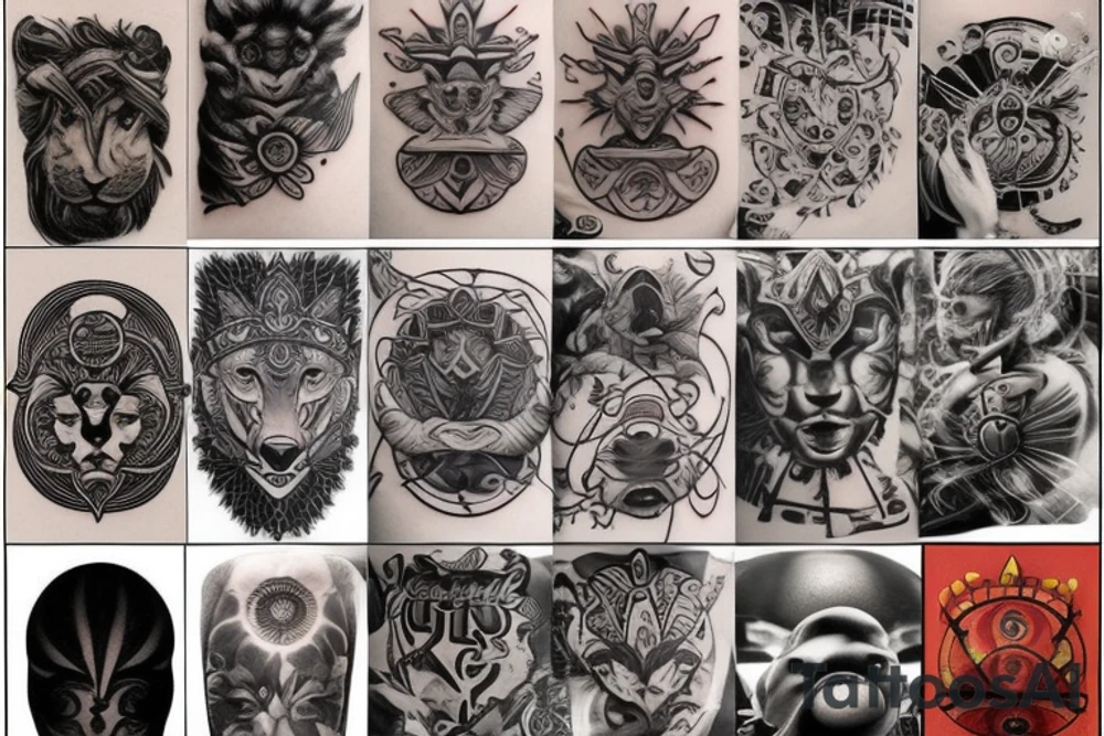 Design a tattoo for placement on the sleeve, which creatively incorporates the concept of the third eye, the sport of basketball, and a majestic lion. The design should seamlessly blend these elements in a unique and visually appealing way, while also reflecting a sense of spiritual connection and passion for the sport. tattoo idea