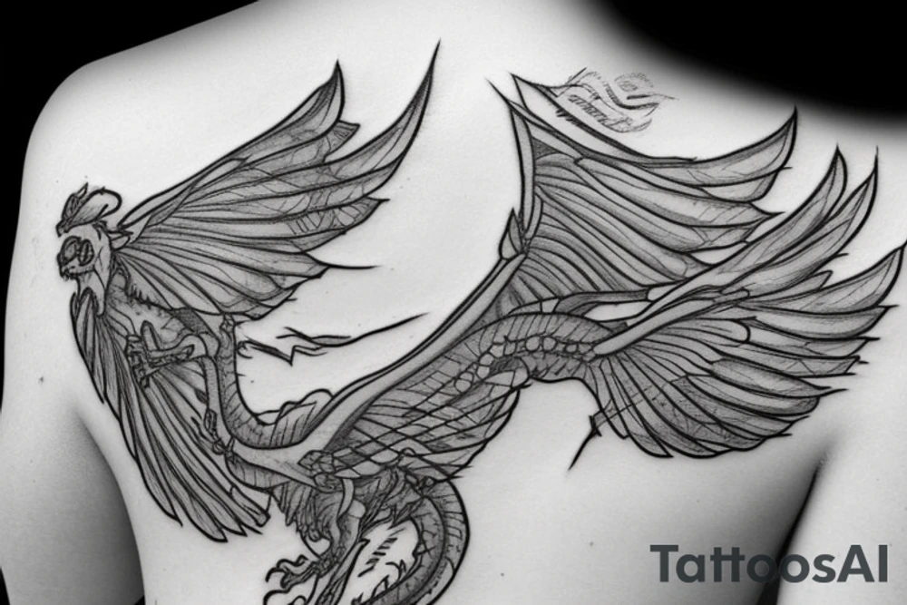 dragon fly tattoo but each wing spells out a name tattoo idea