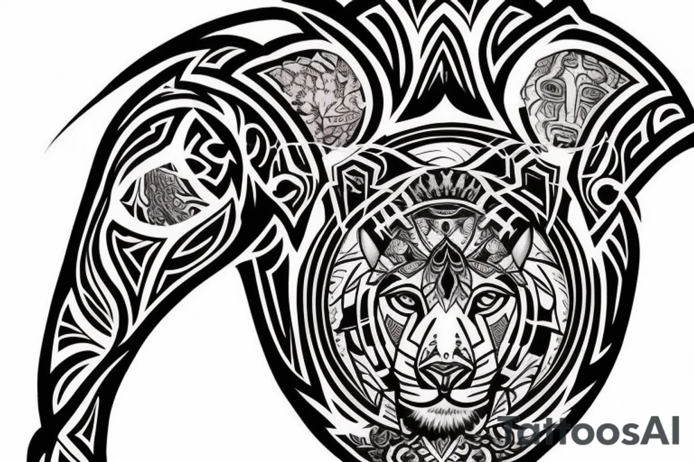 Design a tattoo for placement on the shoulder, which incorporates the number 14, concept of the third eye, the sport of basketball, and a majestic lion. The design should seamlessly blend these elements in a unique and visually appealing way, while also reflecting a sense of spiritual connection and passion for the sport. tattoo idea