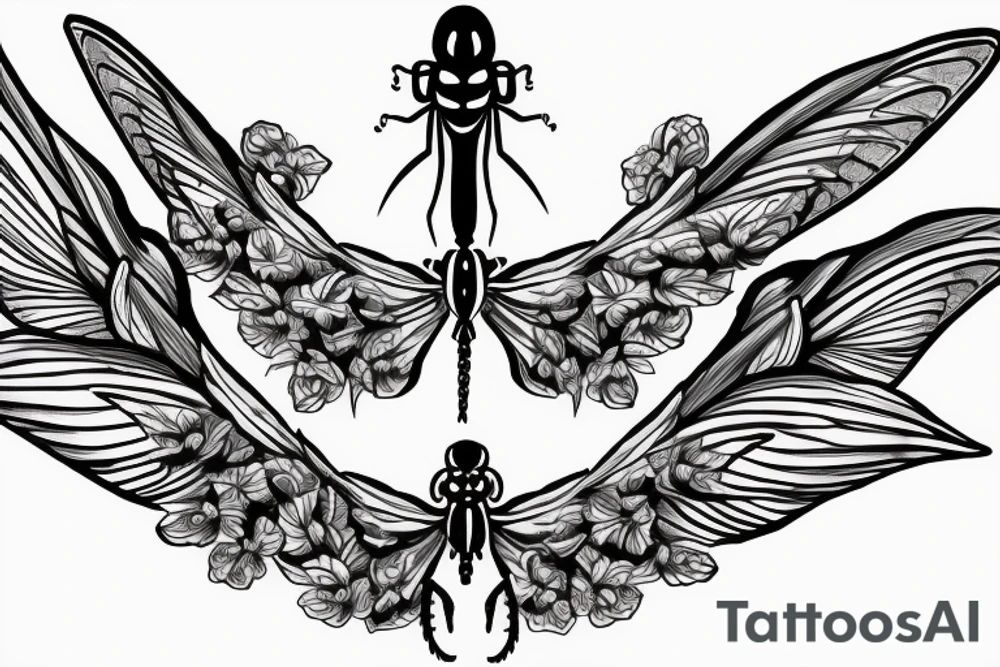dragonfly tattoo but each wing spells out a name tattoo idea