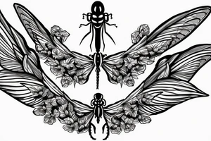 dragonfly tattoo but each wing spells out a name tattoo idea