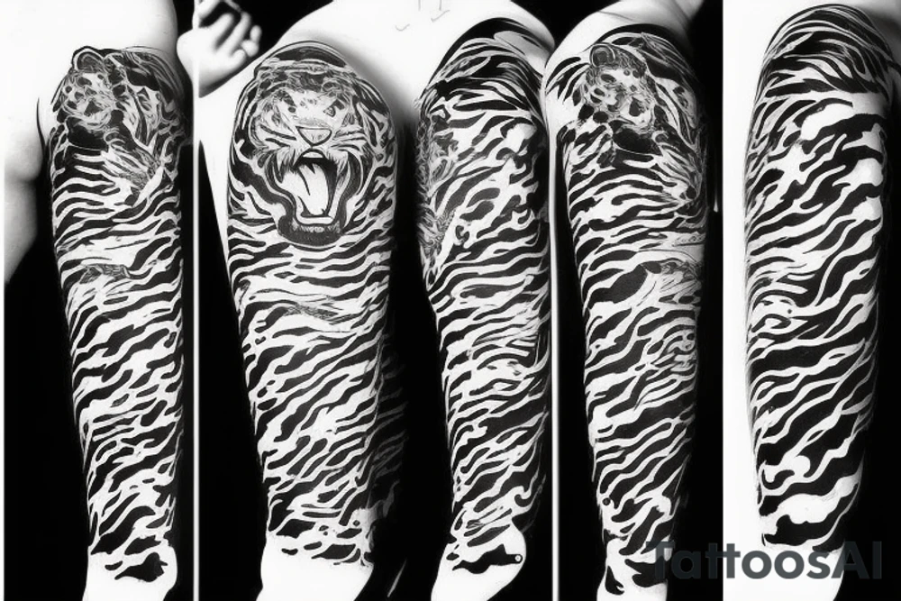 neo japanese detailed tiger tattoo idea