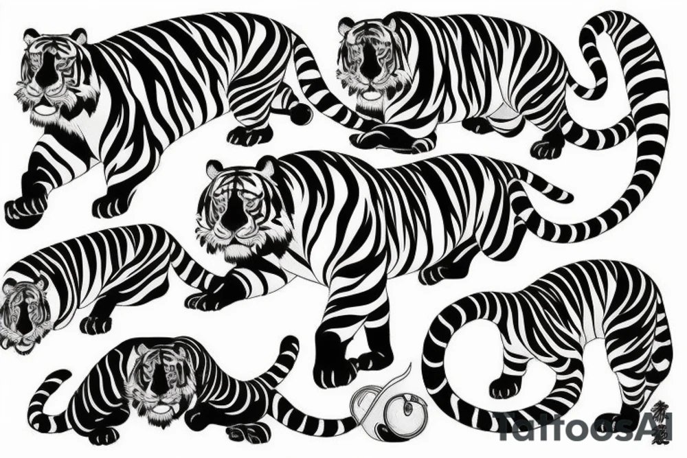 neo japanese detailed tiger tattoo idea