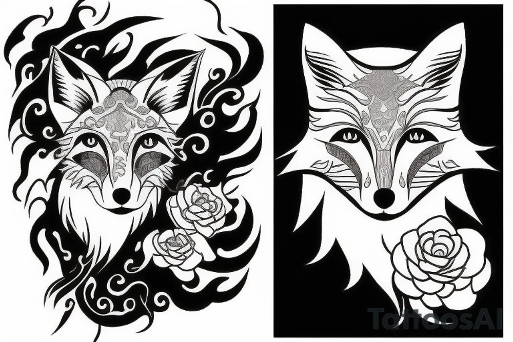 full size detailed fox tattoo idea