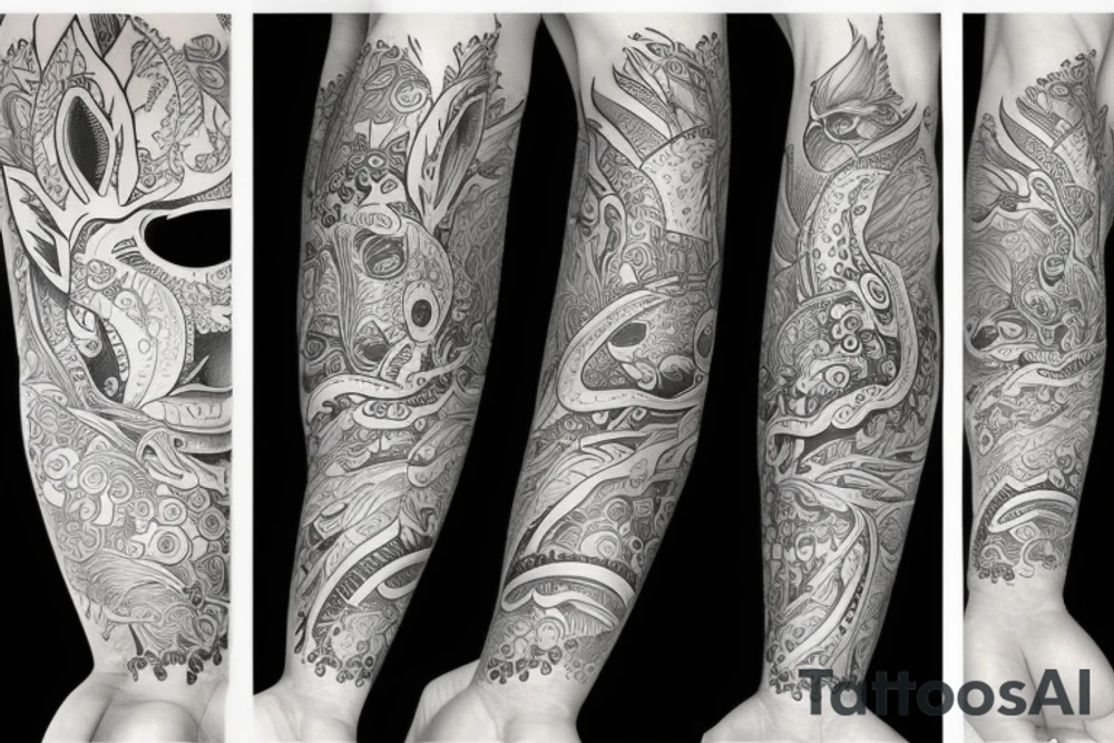fox tattoo sleeve tattoo idea