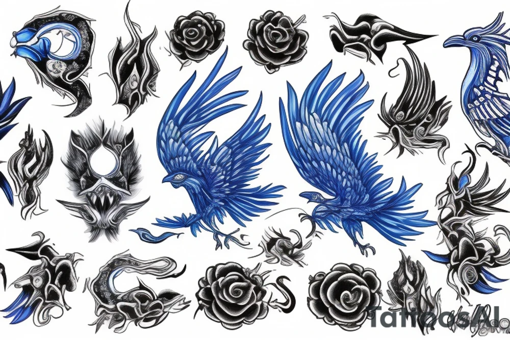 A blue fenix tattoo idea