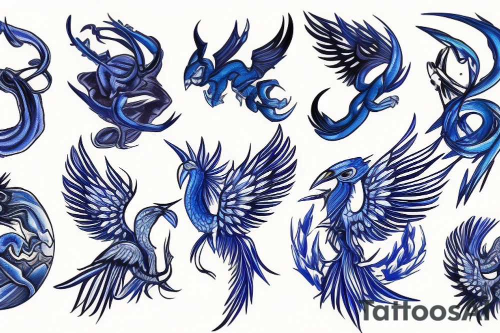 A blue fenix tattoo idea