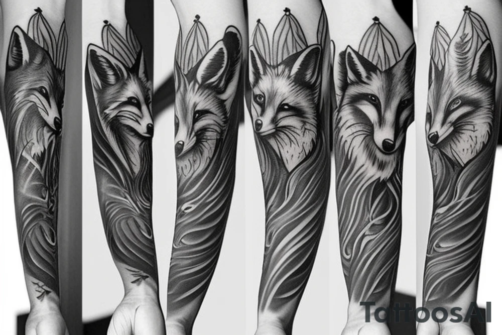 fox tattoo sleeve tattoo idea