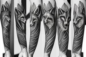 fox tattoo sleeve tattoo idea