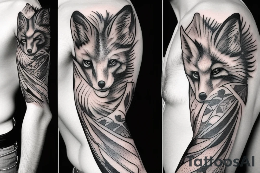 fox tattoo sleeve tattoo idea