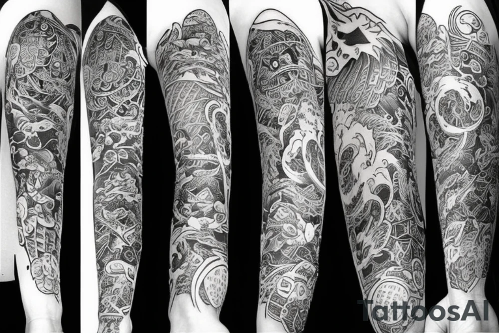 fox tattoo sleeve neo japanese tattoo idea