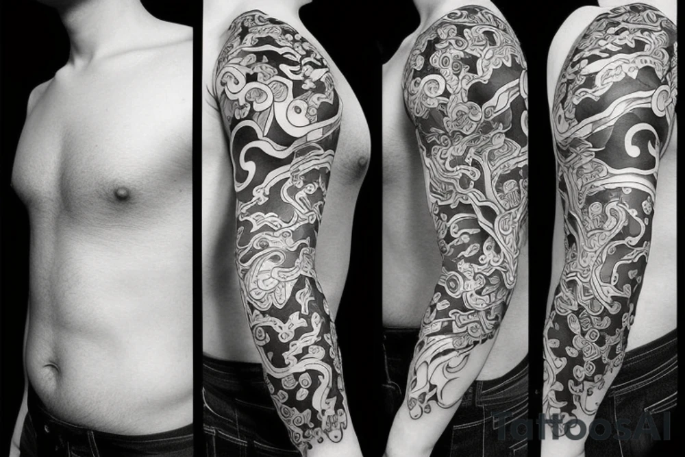 fox tattoo sleeve neo japanese tattoo idea