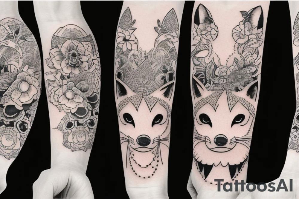 fox tattoo sleeve transist to geisha tattoo tattoo idea