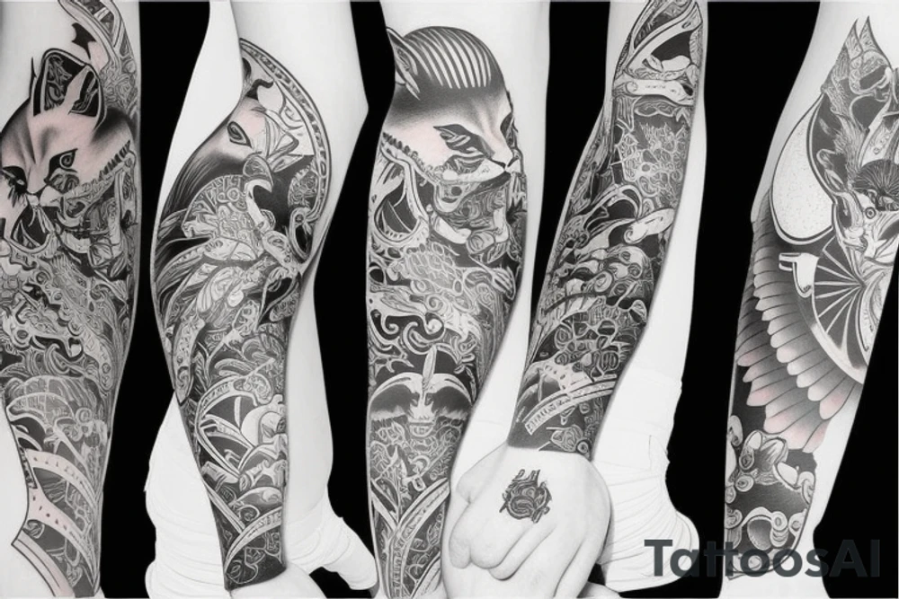 fox tattoo sleeve transist to geisha tattoo tattoo idea