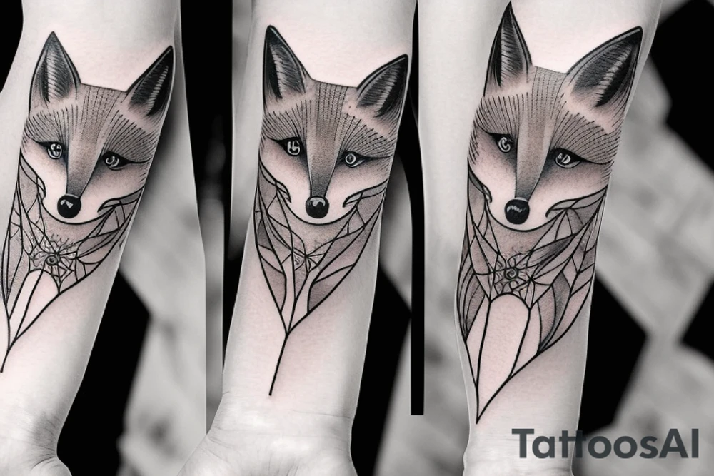 fox transition to geisha tattoo, forearm sleeve tattoo idea