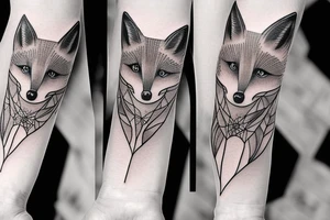 fox transition to geisha tattoo, forearm sleeve tattoo idea