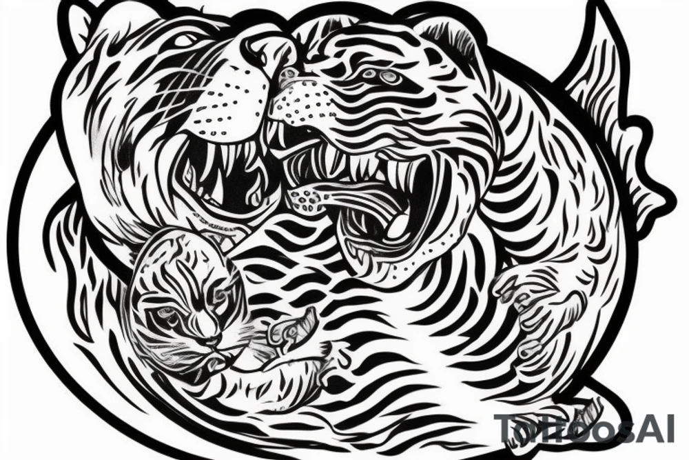 A water tiger representing the birth of my son and personal growth tattoo idea