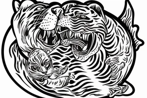 A water tiger representing the birth of my son and personal growth tattoo idea